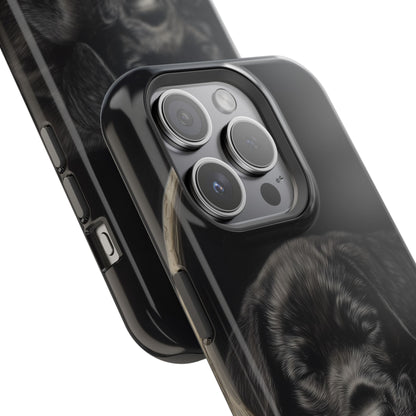 Adorable Black Labrador Puppy on Feathers MagSafe iPhone Case