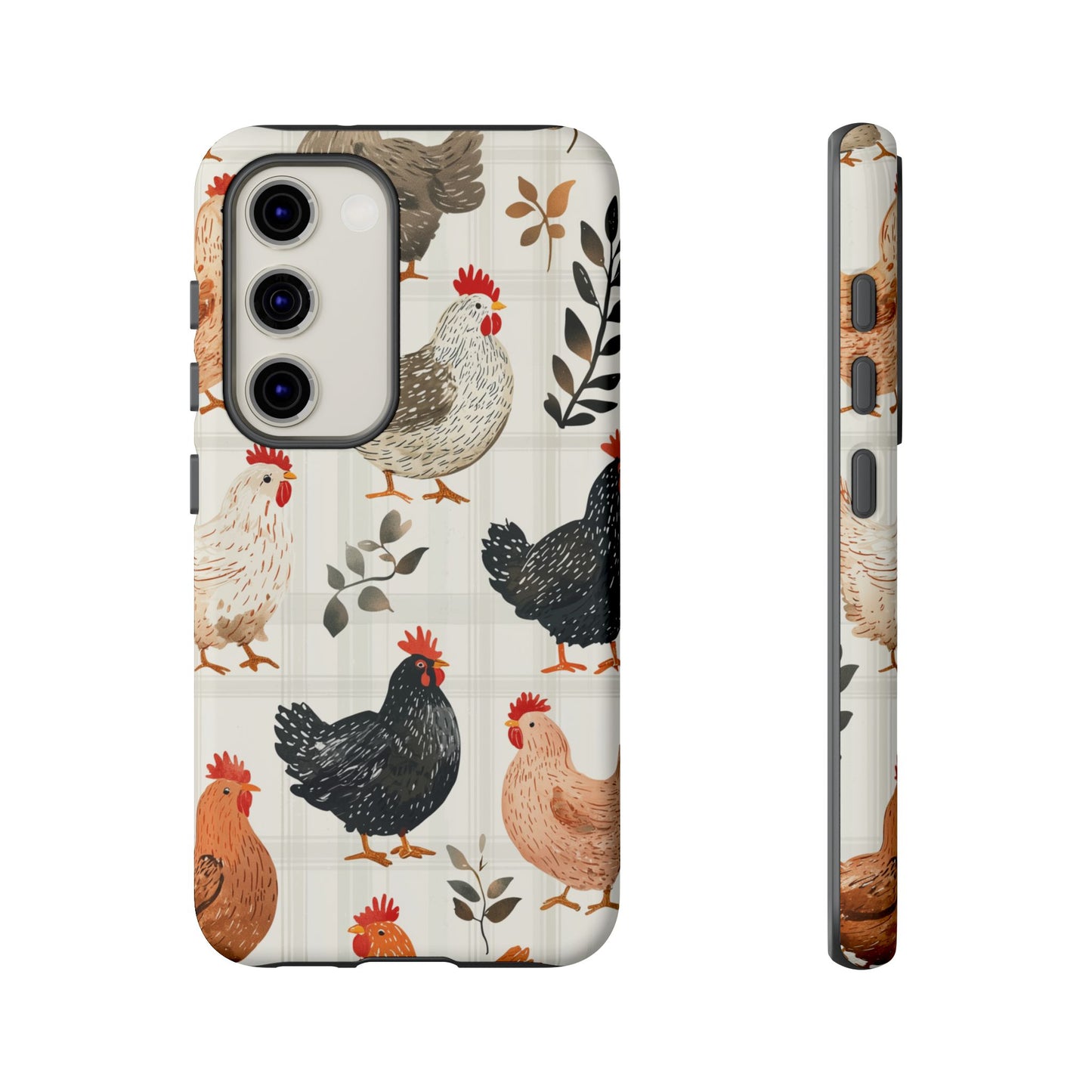 Samsung Galaxy Case: Vintage Chicken & Leaves – Farmhouse Style Case