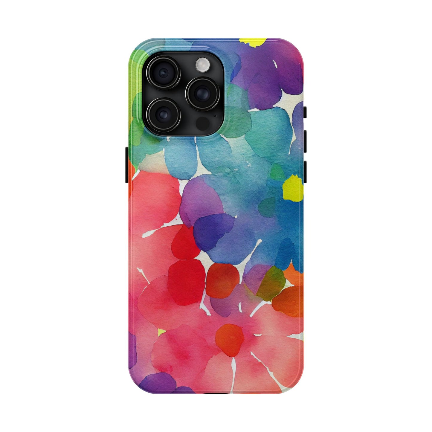 Rainbow Bloom Watercolor iPhone Case – Slim Design, Glossy Finish