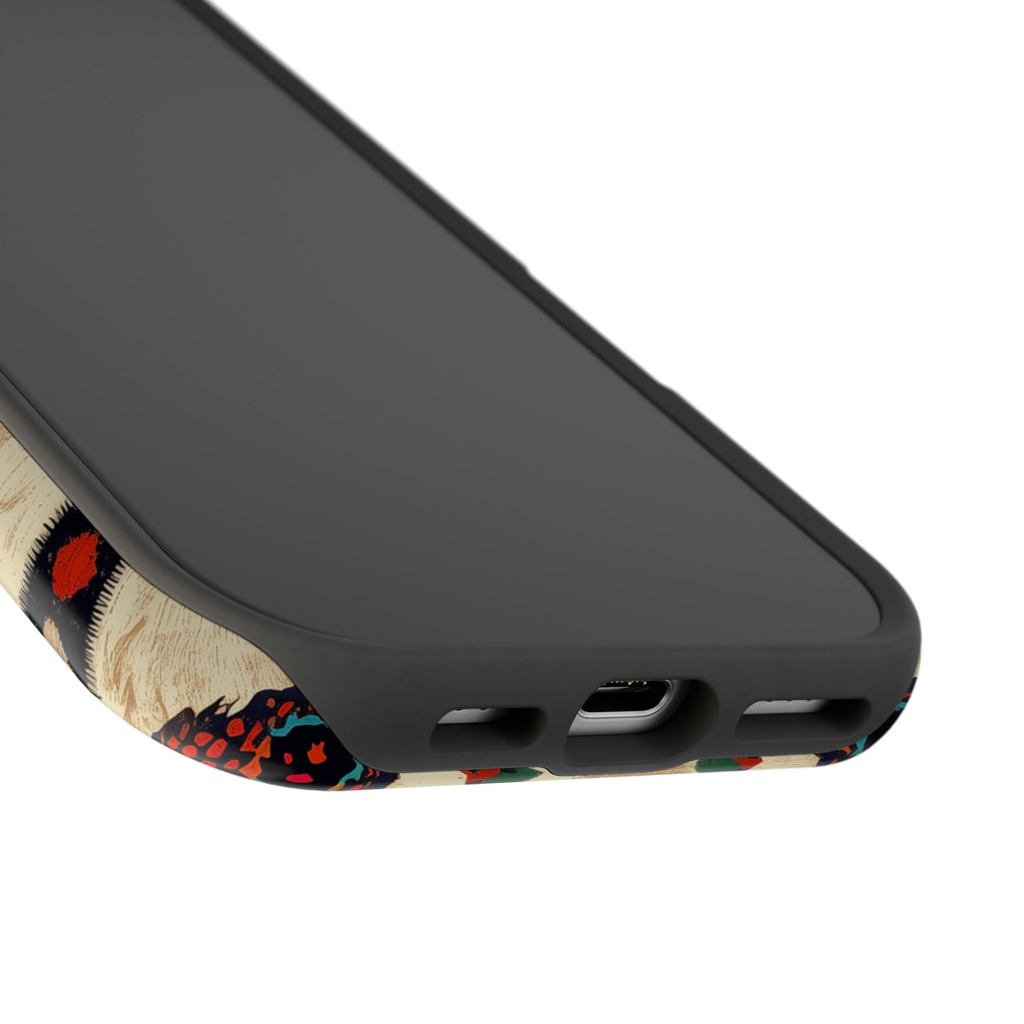 Wild Boho Leopard Print & Floral Tough MagSafe iPhone Case – Eclectic Tribal Design, Dual-Layer Protection