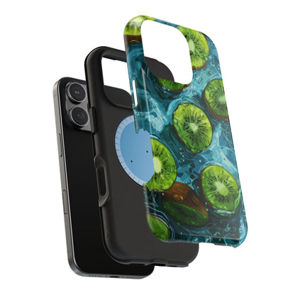 Tropical Kiwi Splash MagSafe iPhone Case – Tough Dual-Layer, Vibrant Summer Design