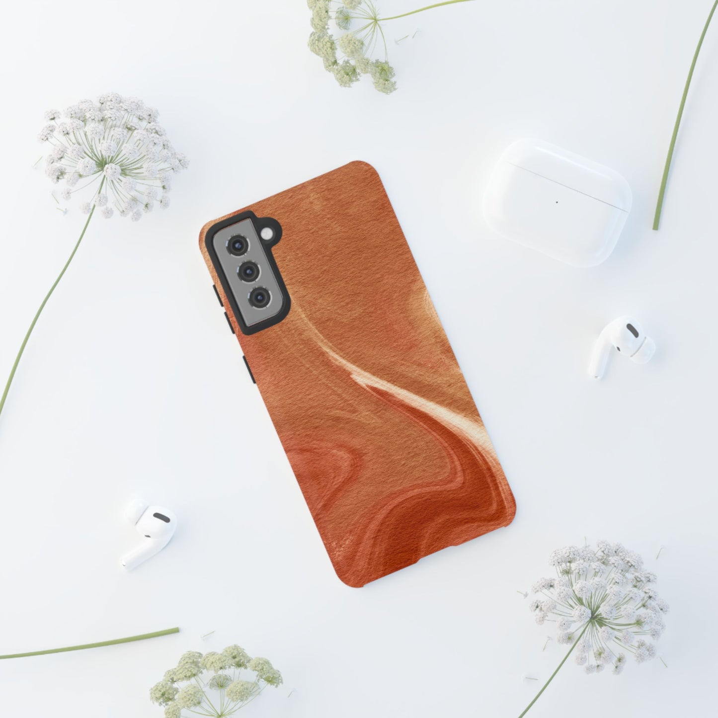 Earthy Terracotta Swirl Samsung Galaxy Case – Warm Marble Texture Design