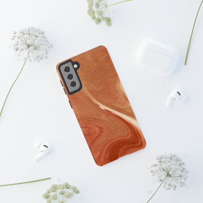 Earthy Terracotta Swirl Samsung Galaxy Case – Warm Marble Texture Design