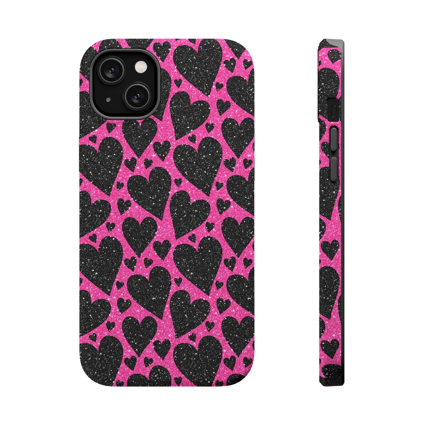 Pink Glitter Hearts MagSafe iPhone Case