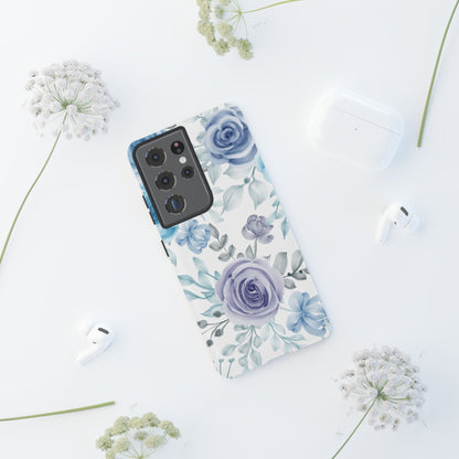 Elegant Blue & Violet Roses Samsung Galaxy Case – Artistic Floral Design for Stylish Protection