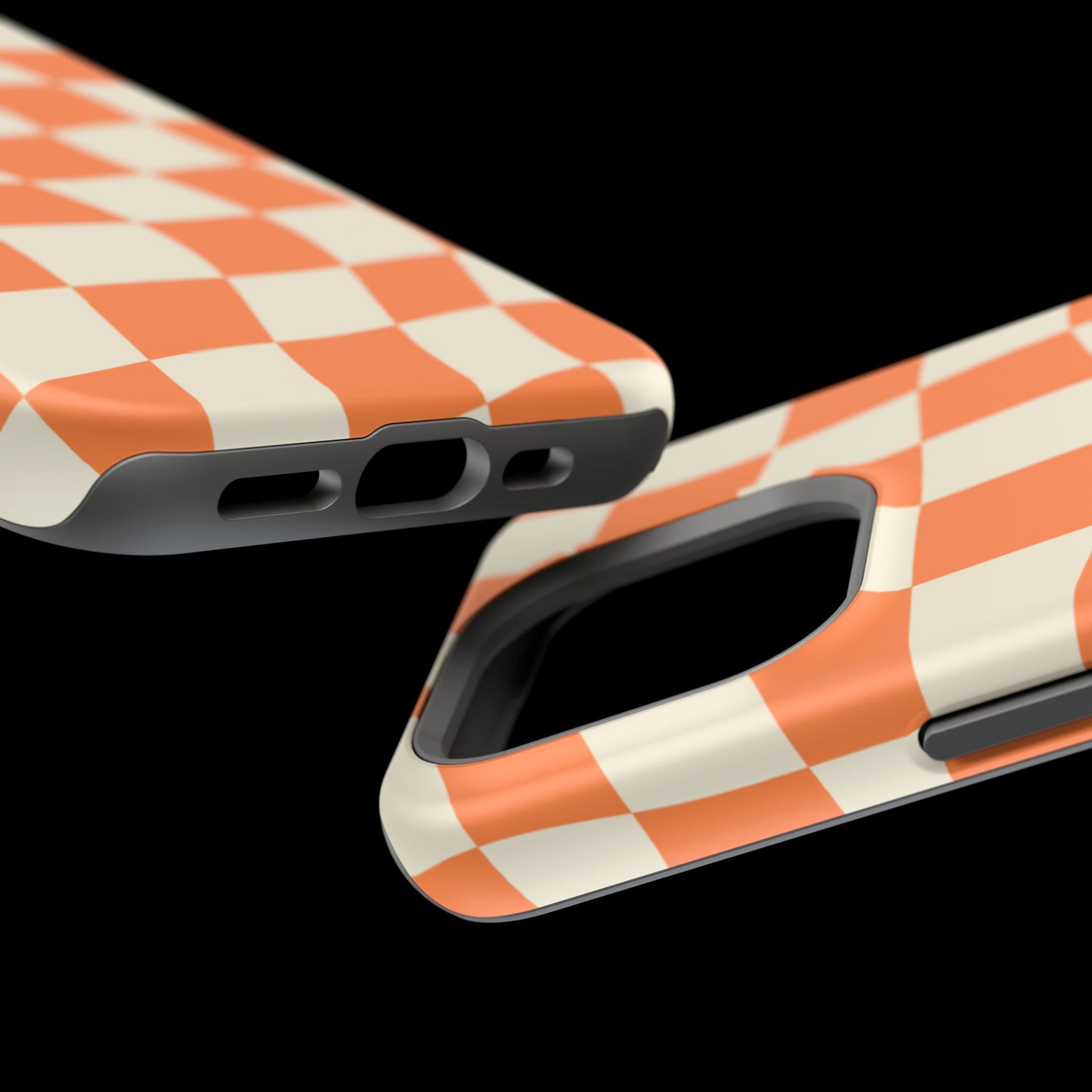 Wavy Retro Checkerboard MagSafe iPhone Case – Shockproof, Matte Finish, Dual-Layer Protection