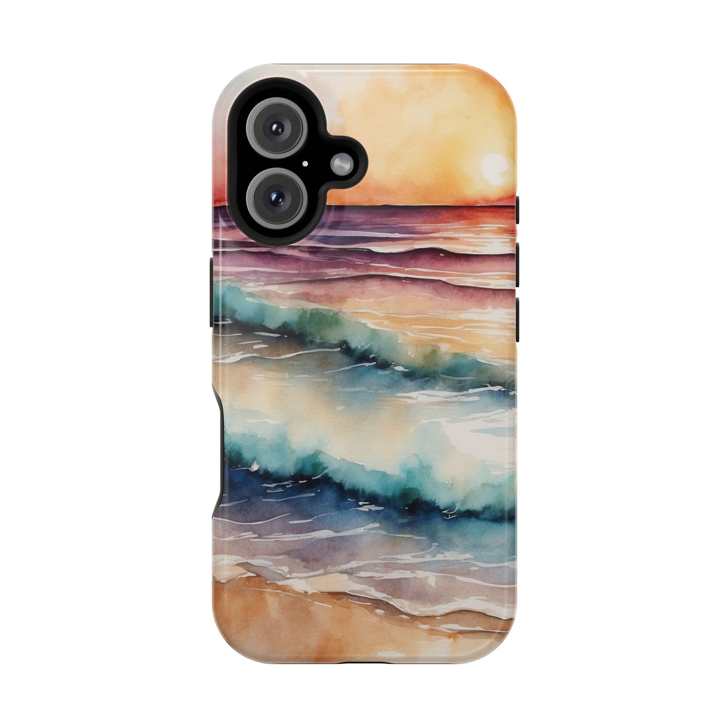 Sunset Waves MagSafe iPhone Case – Vibrant Watercolor Design