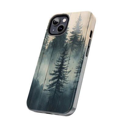 Misty Pine Forest Iphone Case - Nature-Inspired Wood Design Protective Cover