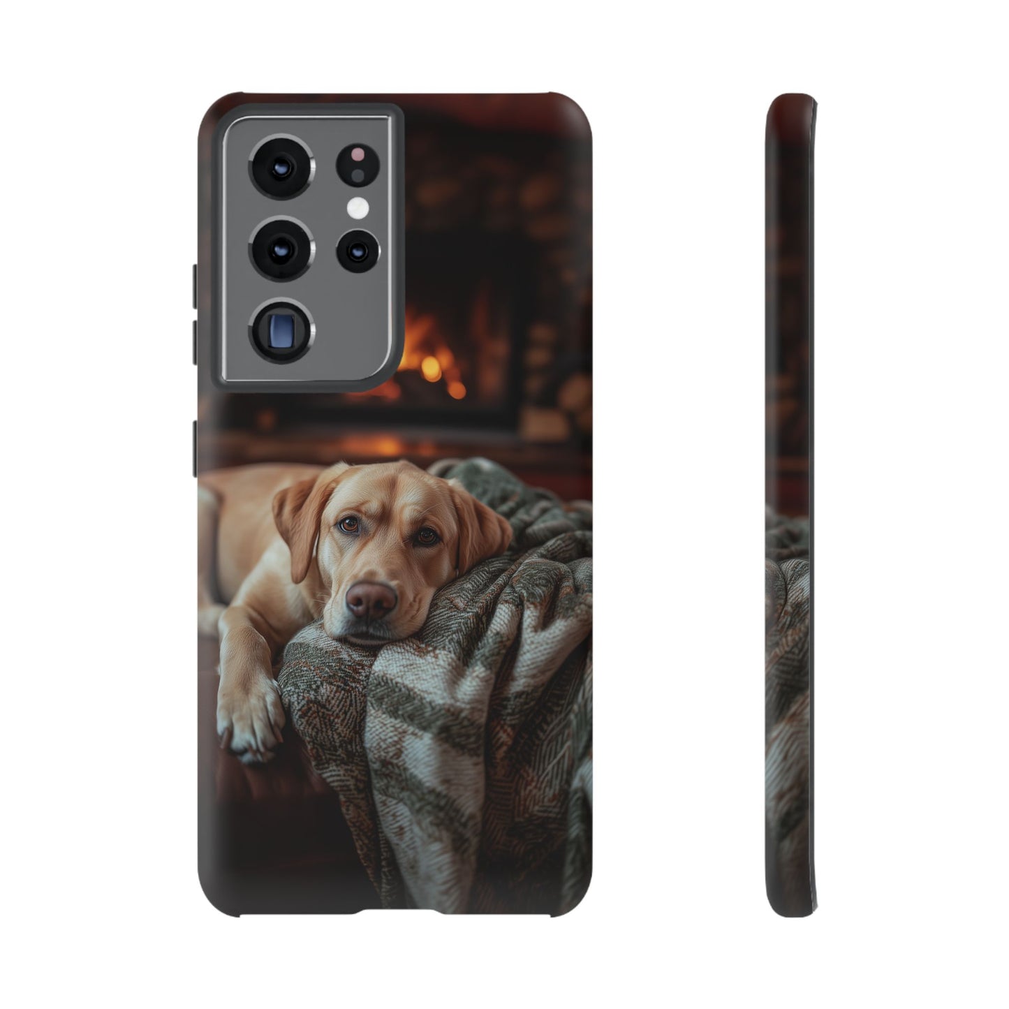 Cozy Labrador by Fireplace Samsung Galaxy Case – Rustic Cabin Protective Cover