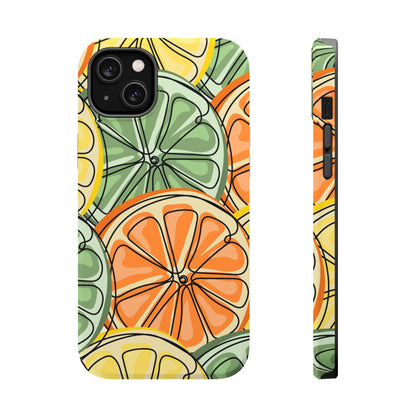 Citrus Zest Tough MagSafe iPhone Case – Bold Lime, Lemon, and Orange Design, Shockproof Protection