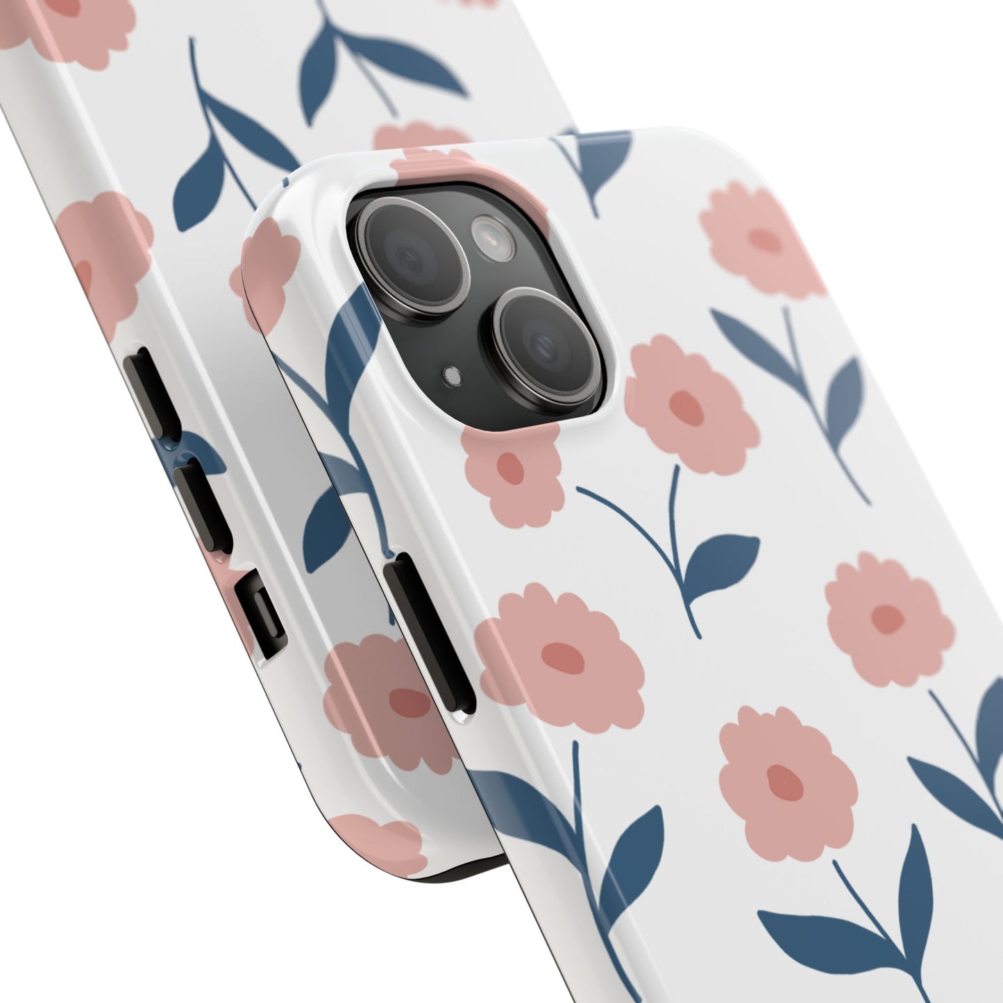 Playful Pink Floral Tough iPhone Case – Soft Pastel Design, Slim & Shockproof