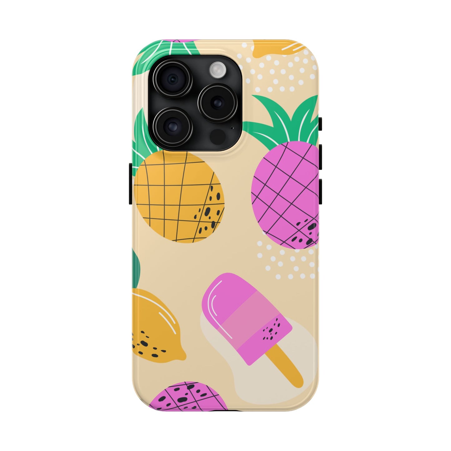 Tropical Pop iPhone Case – Fun Pineapple & Lemon Design with Vibrant Summery Colors