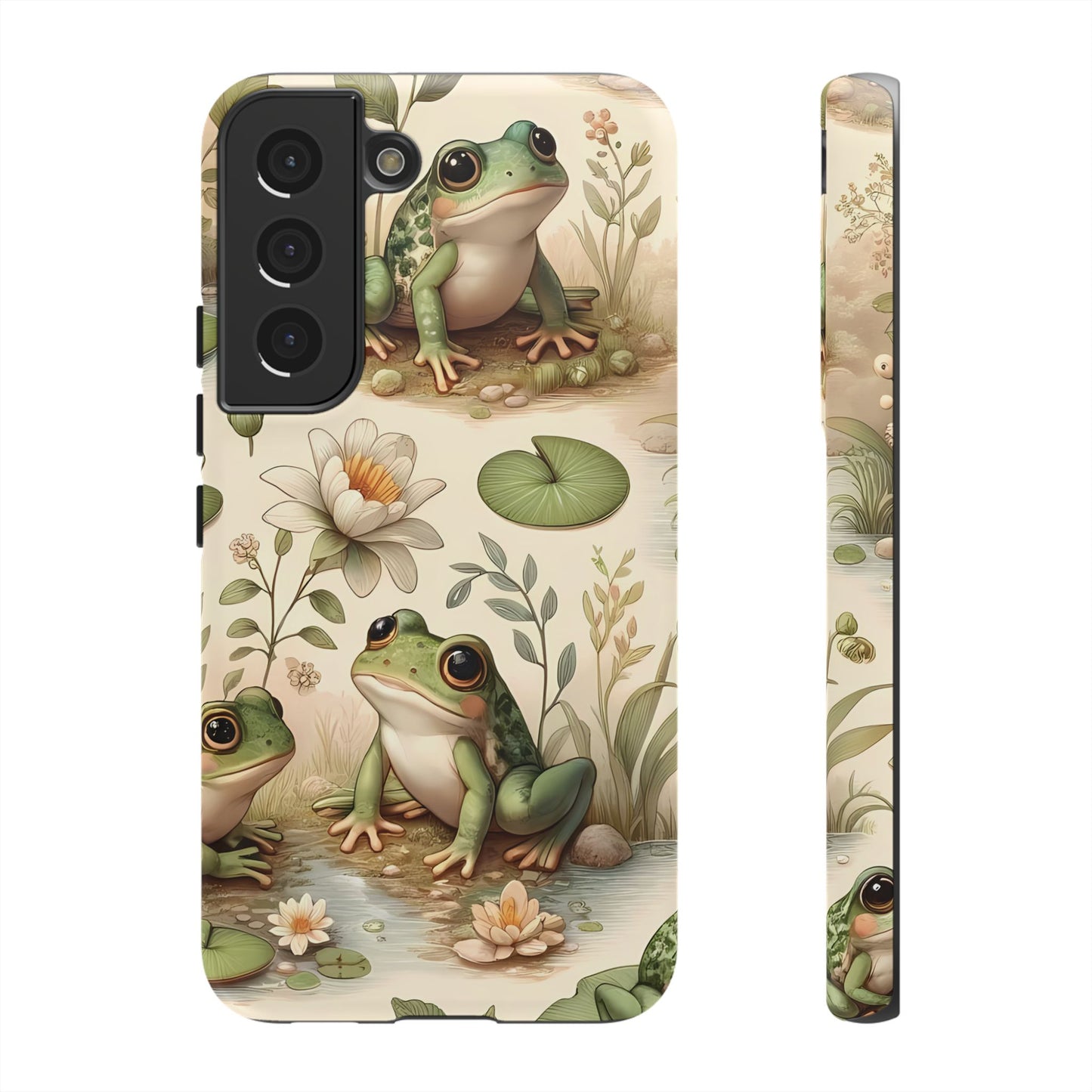 Cute Frogs Phone Case - Pond Pals Frolic - Charming Frog Lily Pad Phone Case for iPhone, Google & Samsung! Great Gift For Any Frog Lover!