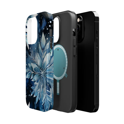 Winter’s Embrace – Blue Snowflake MagSafe iPhone Case