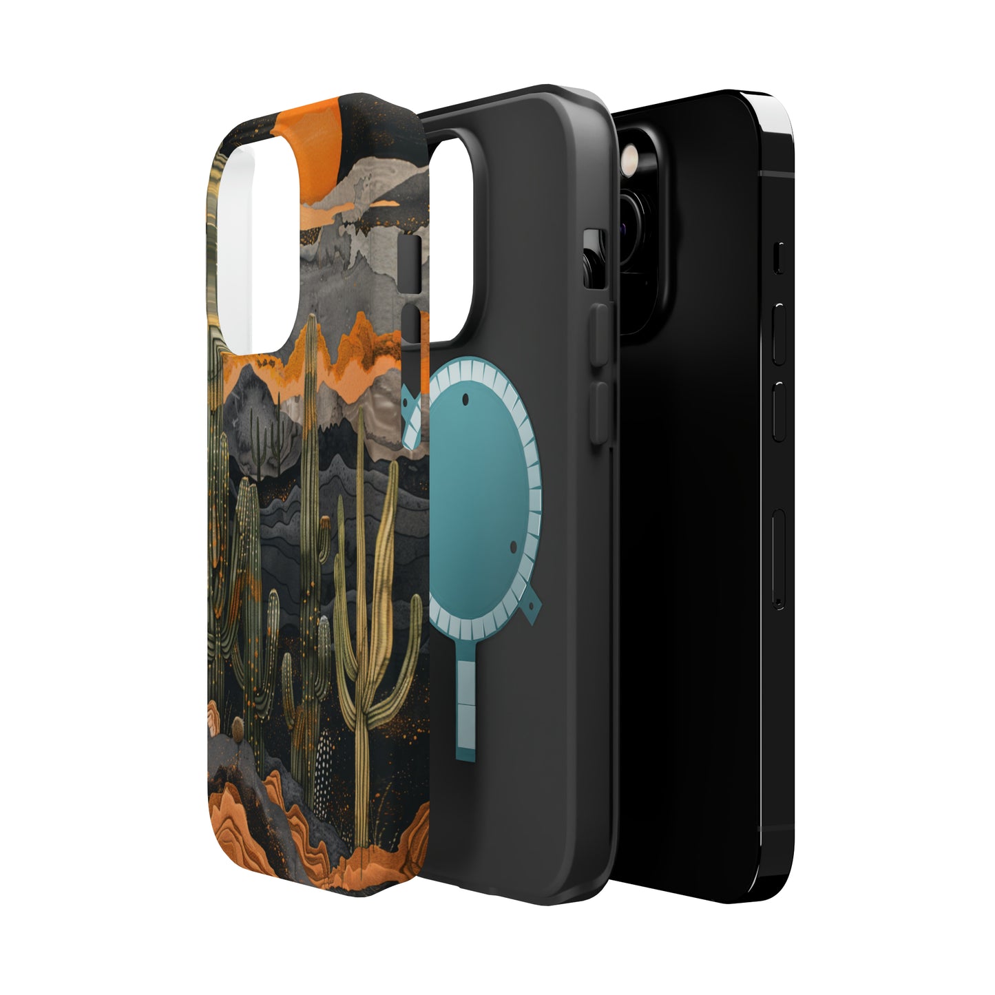 Desert Dusk MagSafe iPhone Case - Cacti Silhouettes & Sundown Hues for iPhone 15, 14, and 13 Series