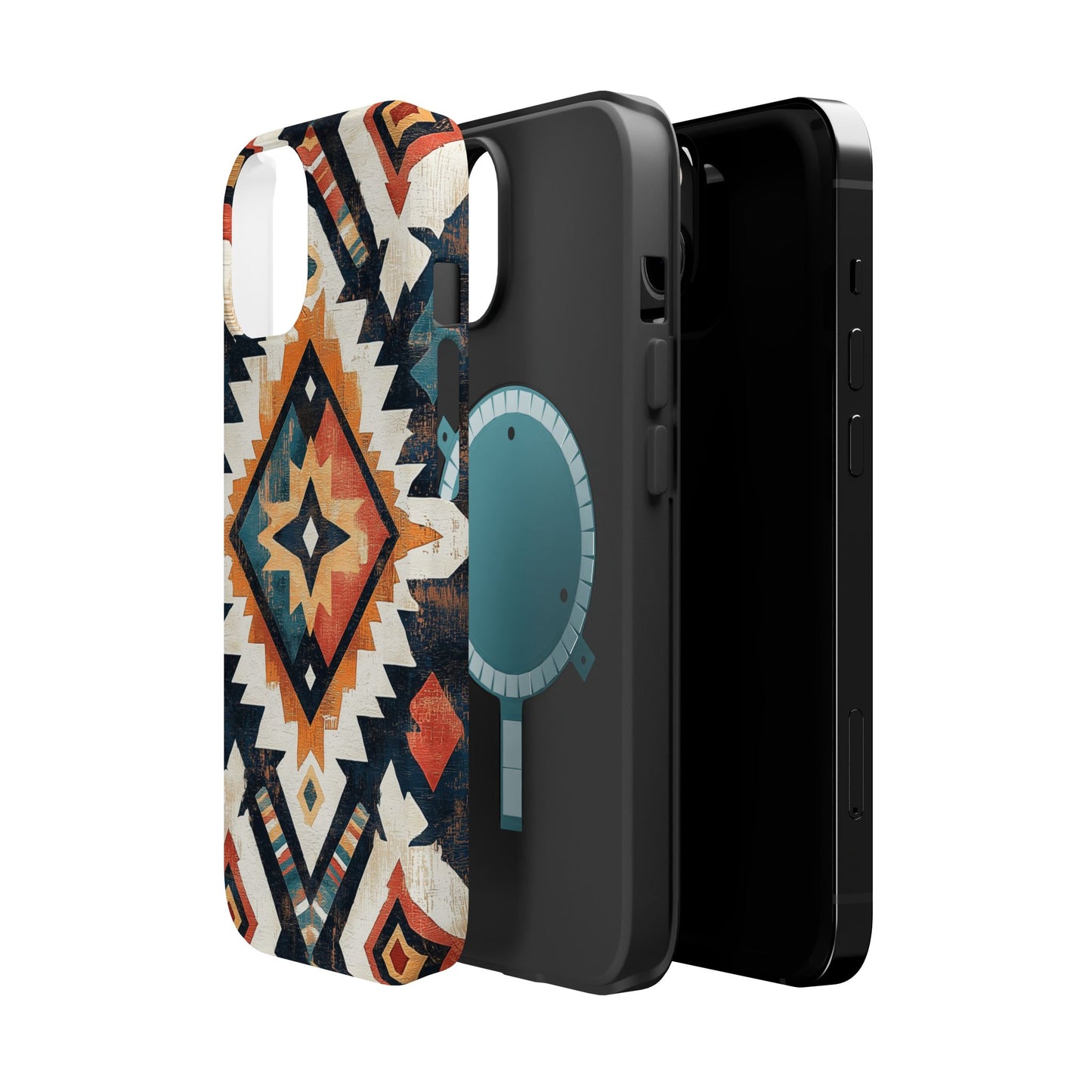 Vintage Southwestern Diamond Tough MagSafe iPhone Case – Rustic Tribal Design, Dual-Layer Protection