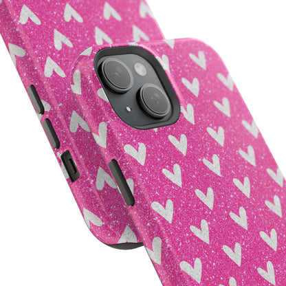 Pink Glitter Hearts Pattern – MagSafe iPhone Case