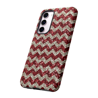 Sparkling Red & White Chevron – Glitter Illusion MagSafe iPhone Case