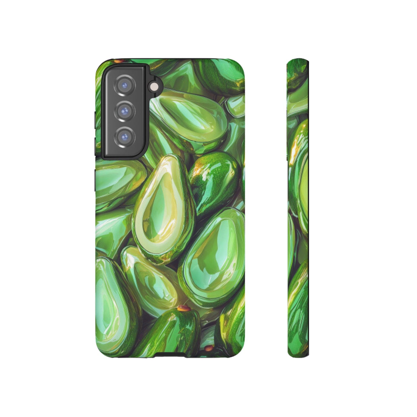 Glossy Avocado Samsung Galaxy  Case – Sleek Green 3D Fruit Design, Durable and Stylish