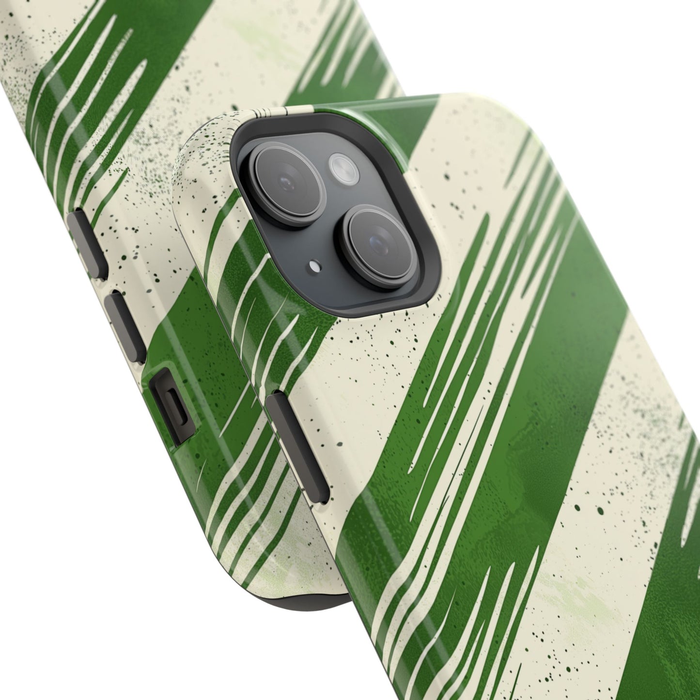 Green Stripes MagSafe iPhone Case – Bold Diagonal Brushstroke Design