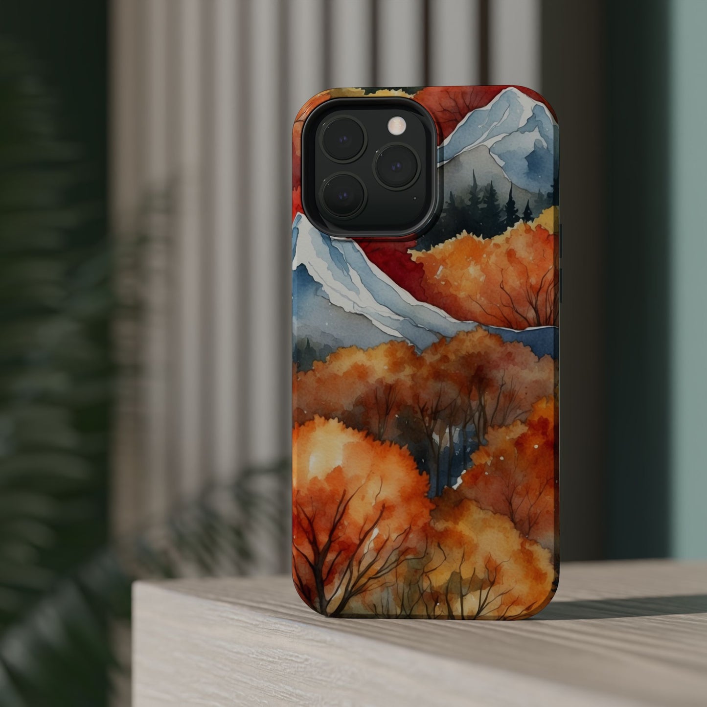 Autumn Mountain Forest Watercolor - MagSafe iPhone Case