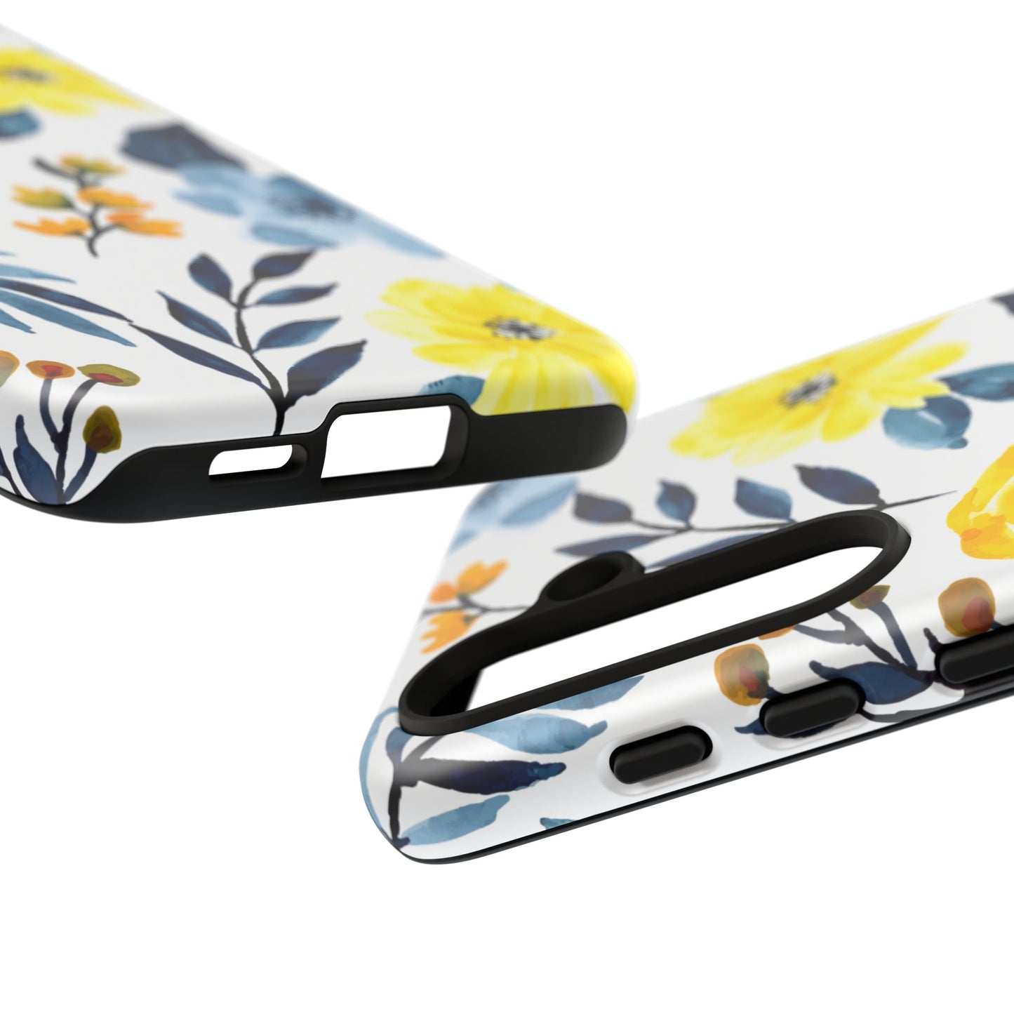 Golden Yellow & Sky Blue Floral – Watercolor Botanical Samsung Galaxy Case