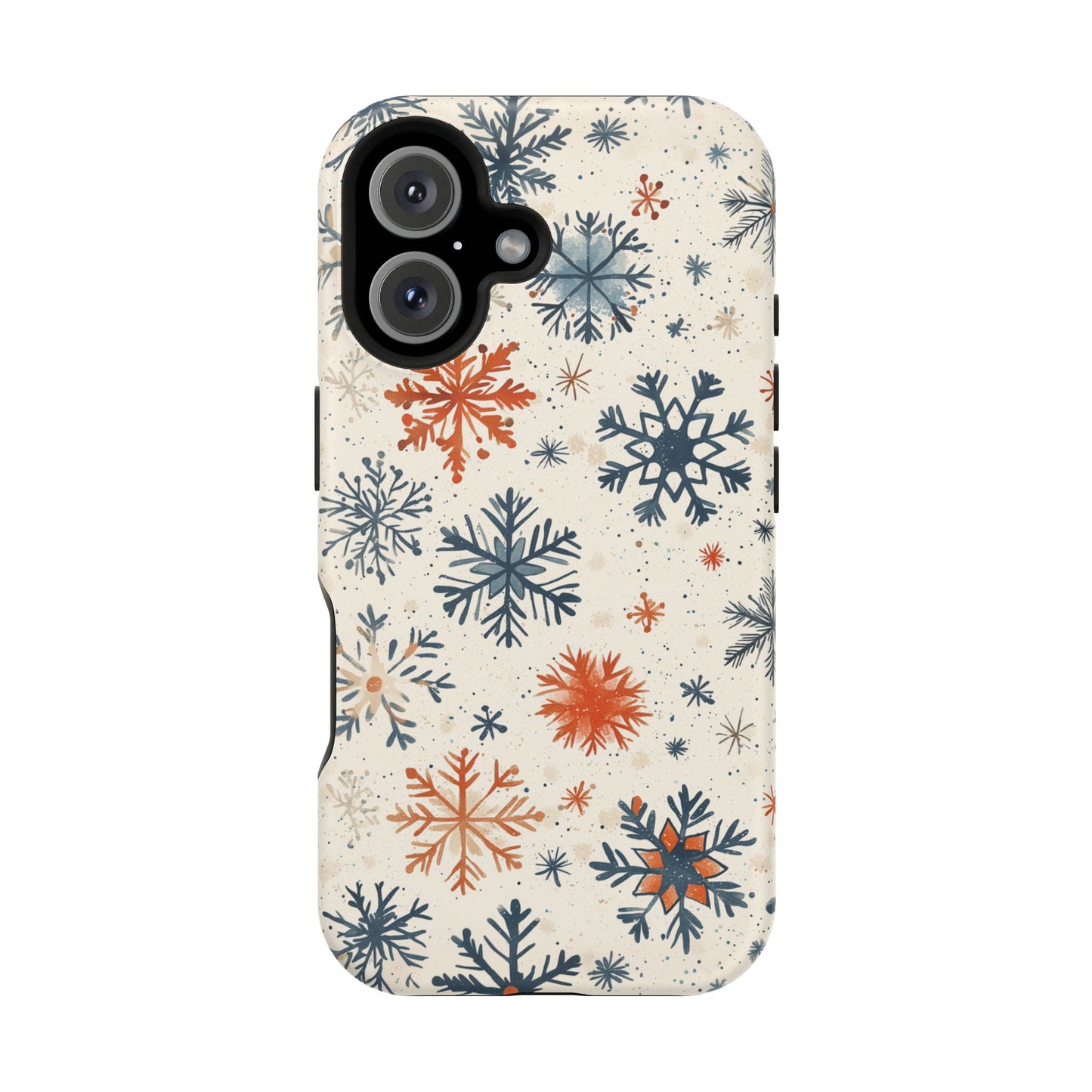 Rustic Orange and Blue Snowflake Pattern – MagSafe iPhone Series Case