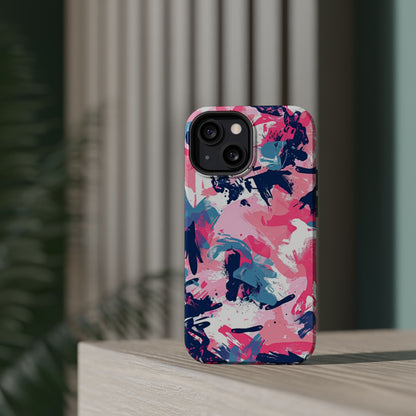 Vibrant Pink & Navy Abstract Splash – MagSafe iPhone Case