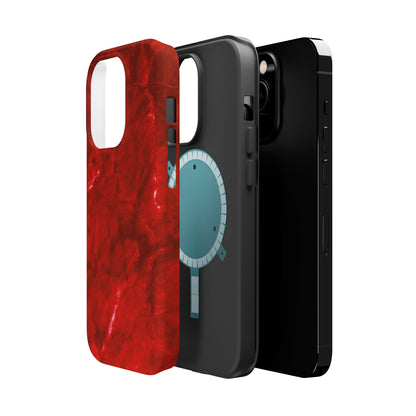 Bold Red Marble MagSafe iPhone Case – Luxe Design Meets Magnetic Precision