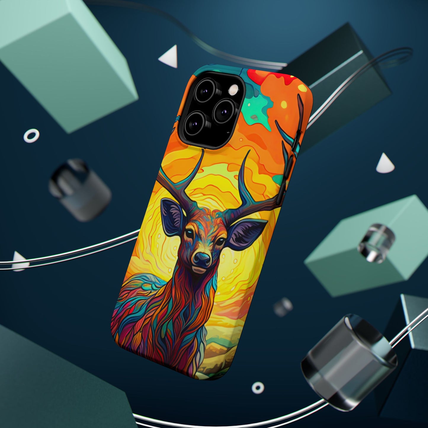 Vibrant Stag in Bloom – MagSafe iPhone Case