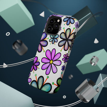 Whimsical Lavender Floral MagSafe iPhone Case – Ultra-Slim, High-Gloss Finish