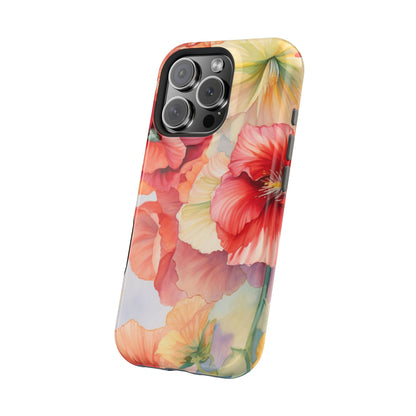 Gumamela Blush Pink Watercolor Floral – MagSafe Compatible iPhone Case