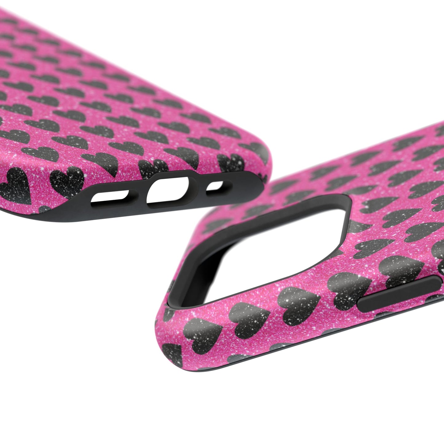 Black Hearts Glitter MagSafe Case