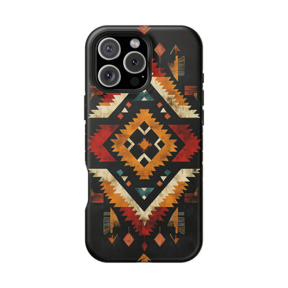 Southwestern Tribal Diamond Tough MagSafe iPhone Case – Bold Geometric Pattern, Dual-Layer Protection