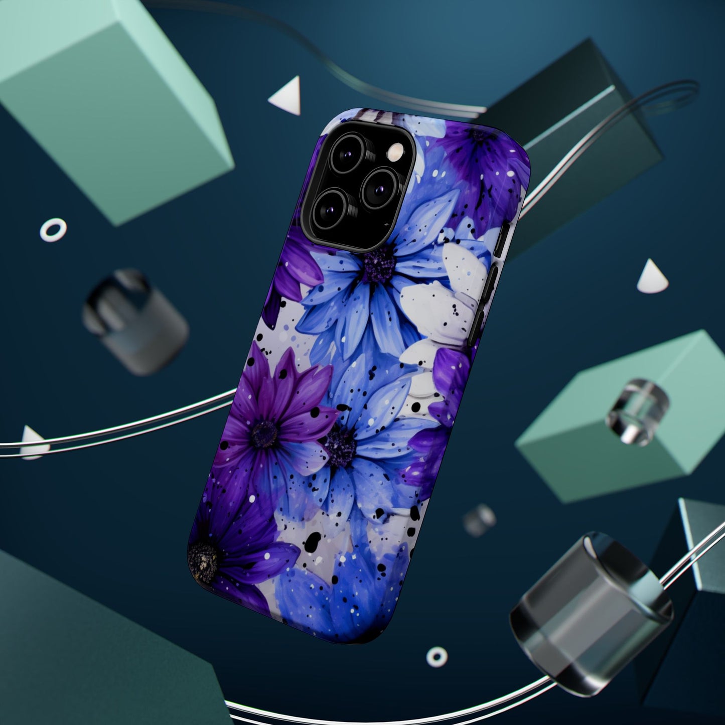 Vibrant Purple & Blue Floral Splash - MagSafe iPhone Series Case