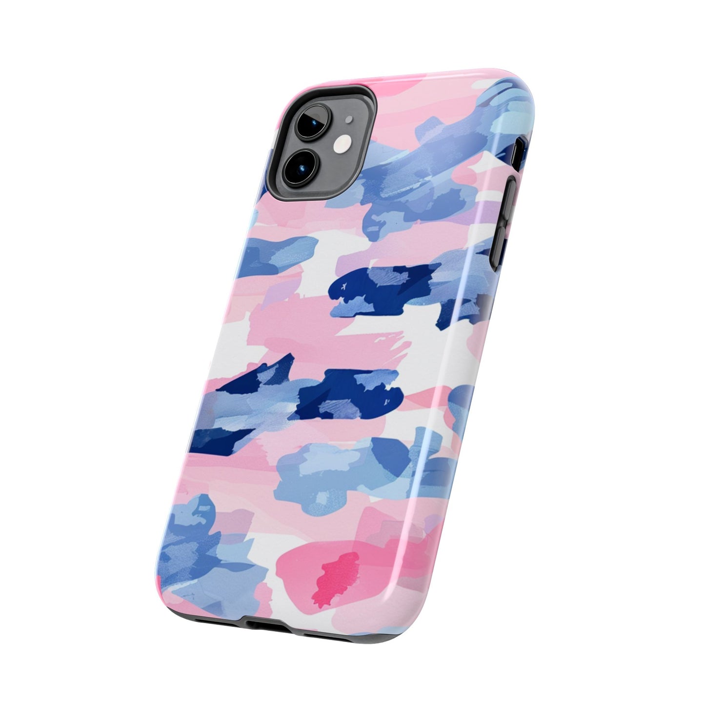 iPhone Case: Dynamic Pink & Navy Brushstroke Art