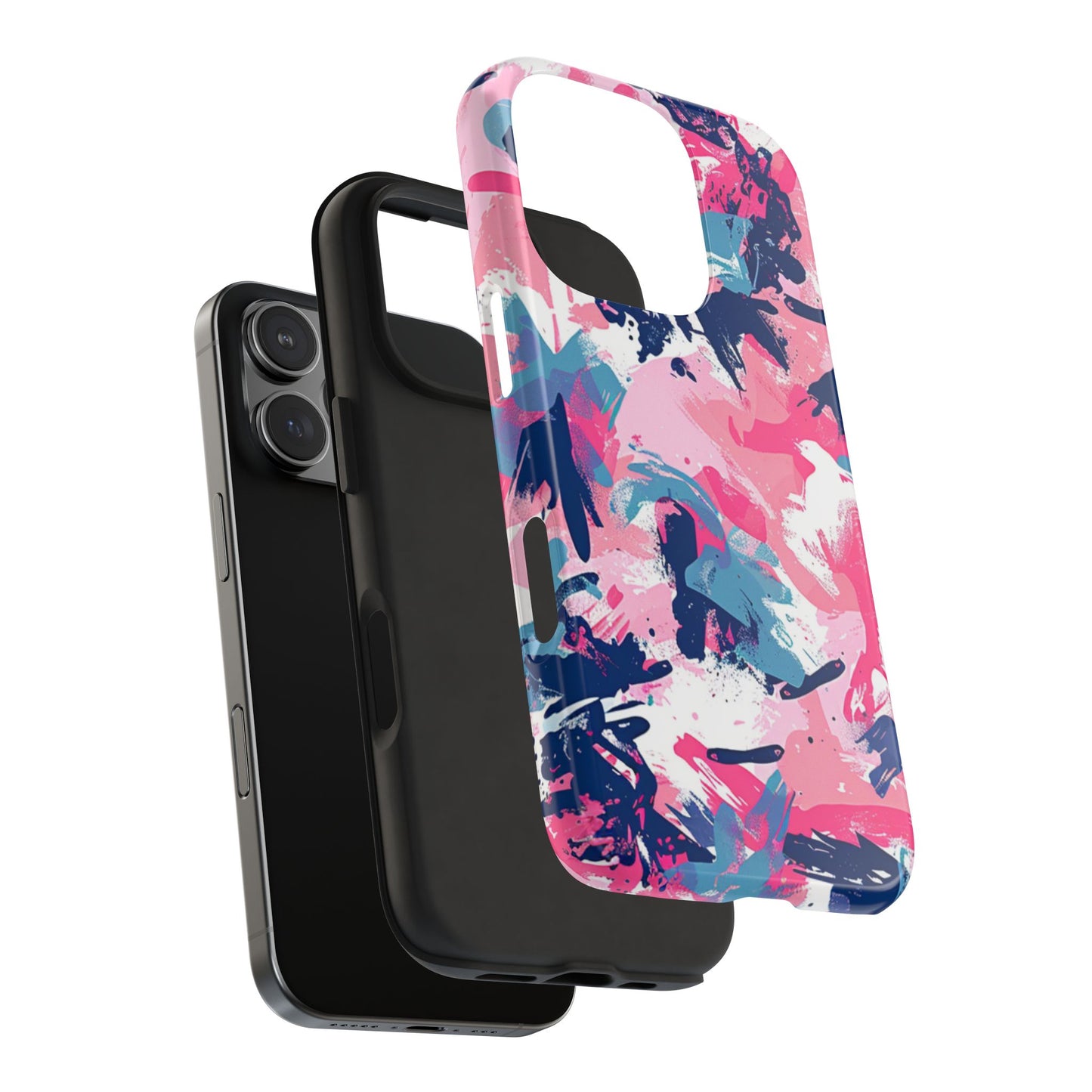 Vibrant Pink & Navy Abstract Splash – iPhone Case