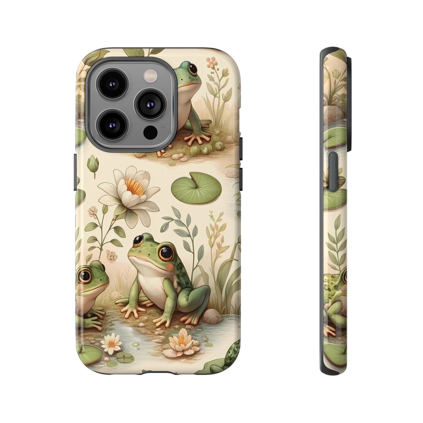 Cute Frogs Phone Case - Pond Pals Frolic - Charming Frog Lily Pad Phone Case for iPhone, Google & Samsung! Great Gift For Any Frog Lover!