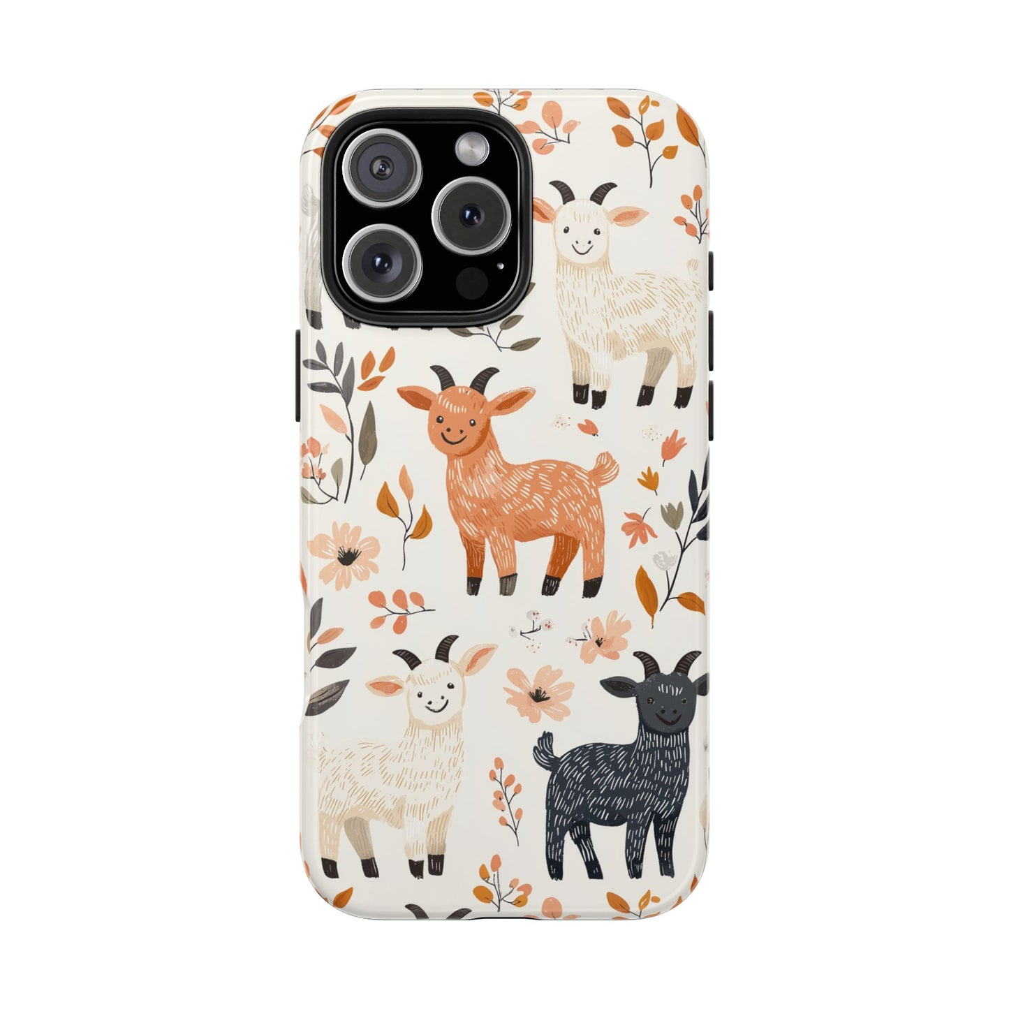 iPhone Case: Smiley Goats & Dried Flowers – Vintage Charm