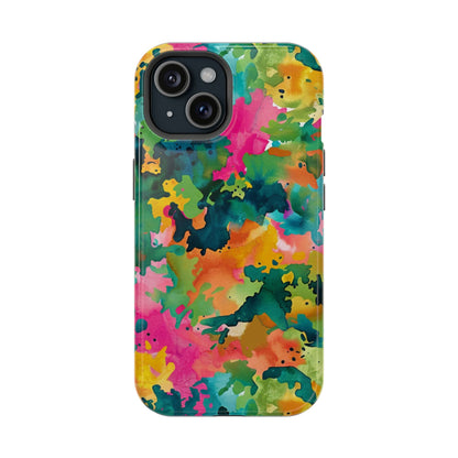 Vibrant Watercolor Splash MagSafe Case – Colorful Abstract Design with MagSafe Compatibility