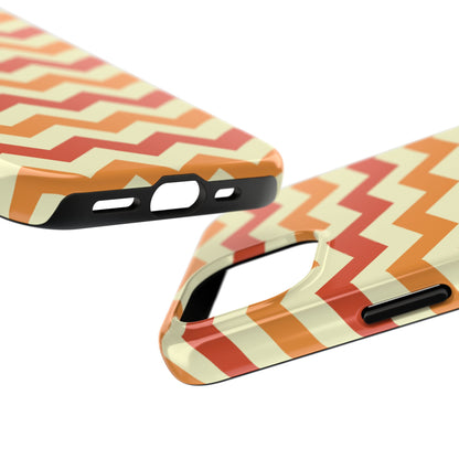 Warm Sunset Chevron – Orange, Red & Cream Geometric iPhone Case