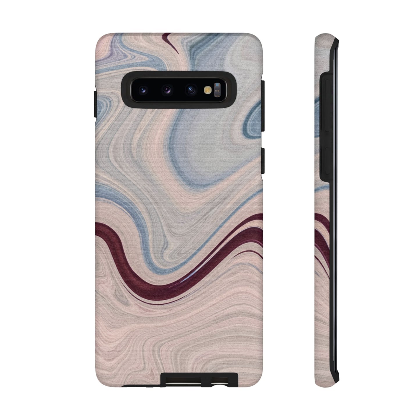 Marble Swirl Elegance – Samsung Galaxy Case in Blue & Blush Abstract Design