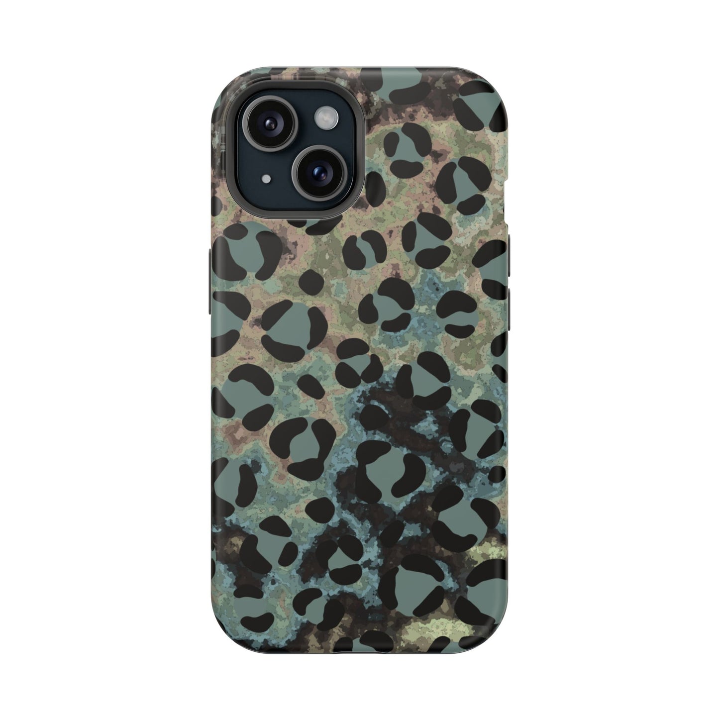 Moody Watercolor Leopard Print Tough MagSafe iPhone Case – Earthy Abstract Pattern with Dual-Layer Protection