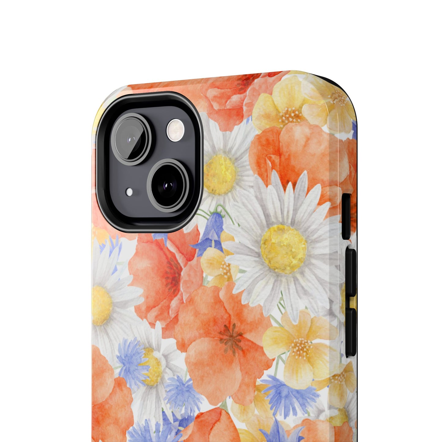 Watercolor Wildflower Pattern iPhone Case – Durable Matte Finish with Daisy, Poppy & Cornflower Design