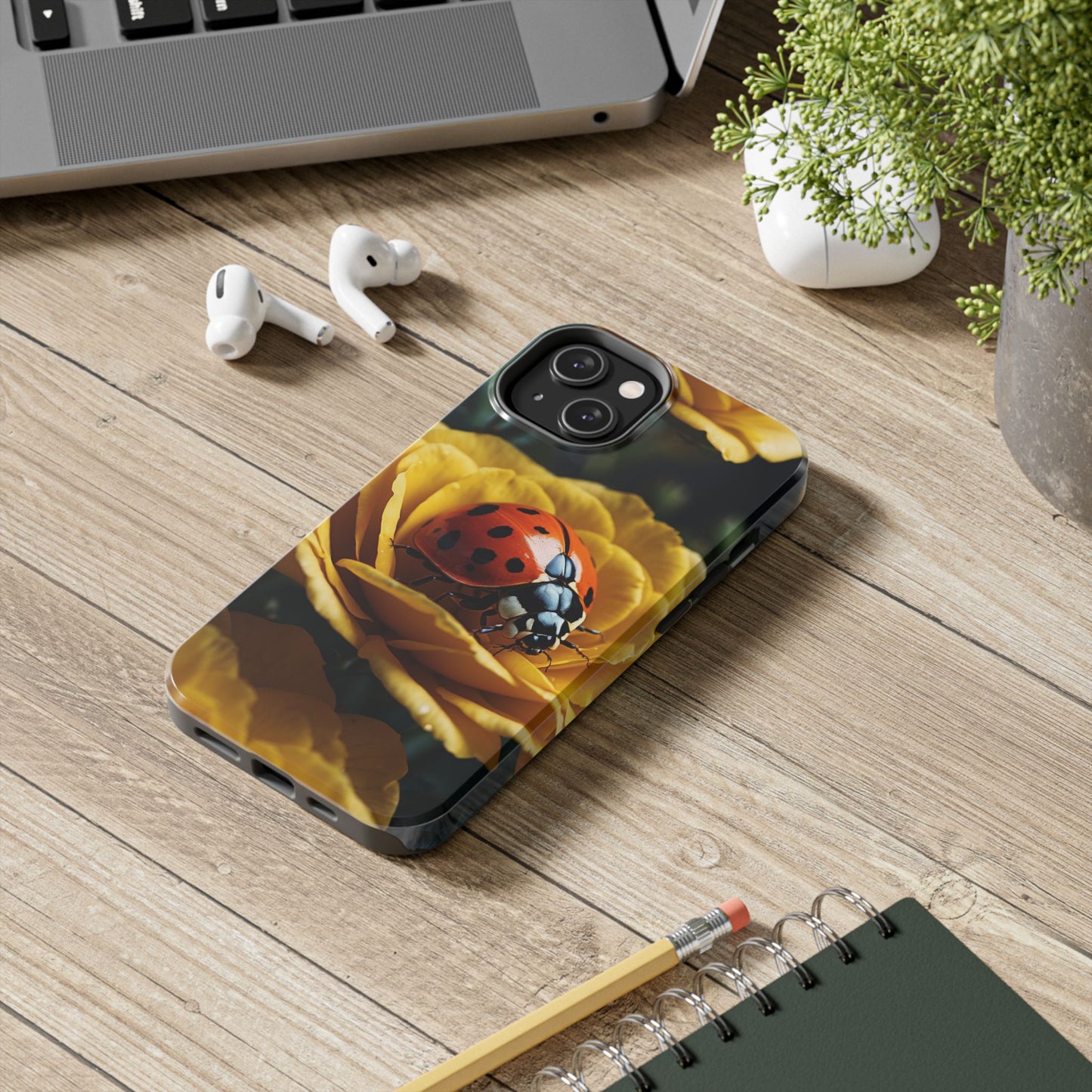 iPhone Case: Ladybug on Yellow Petals