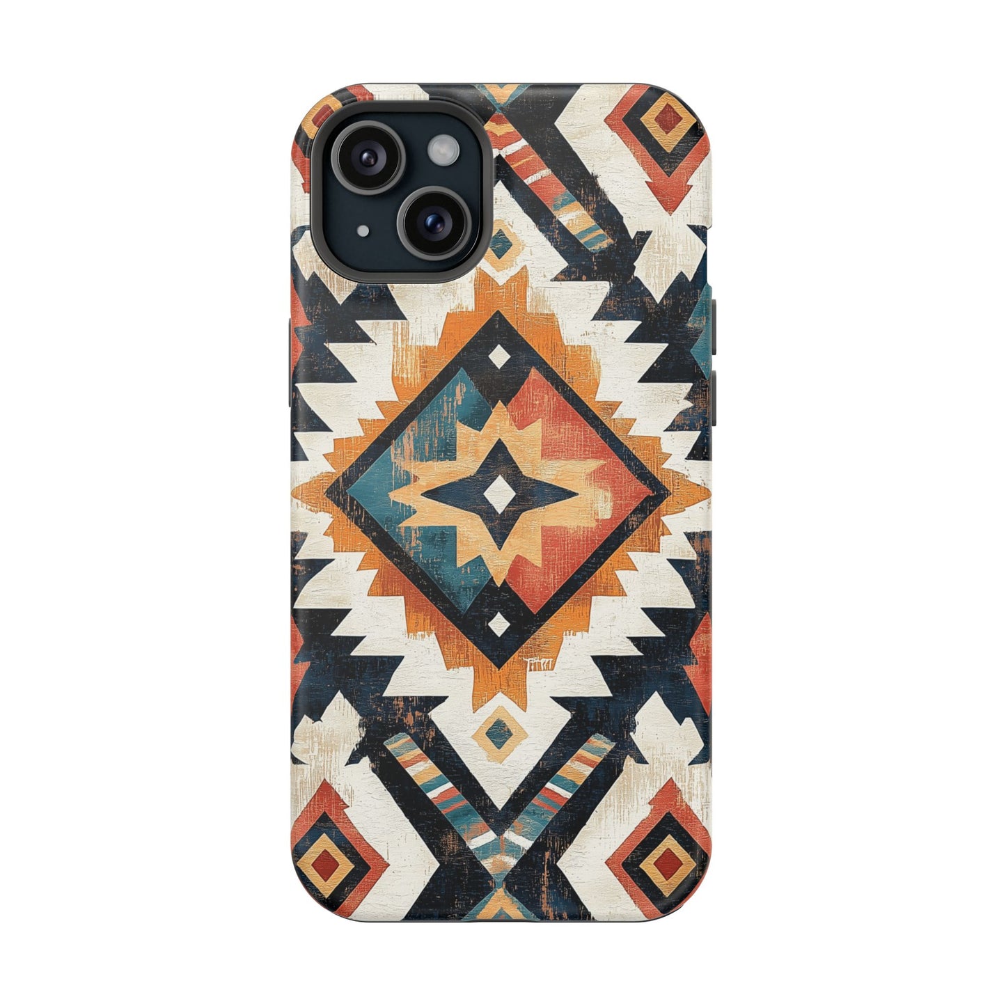 Vintage Southwestern Diamond Tough MagSafe iPhone Case – Rustic Tribal Design, Dual-Layer Protection