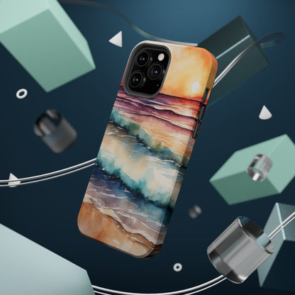 Sunset Waves MagSafe iPhone Case – Vibrant Watercolor Design