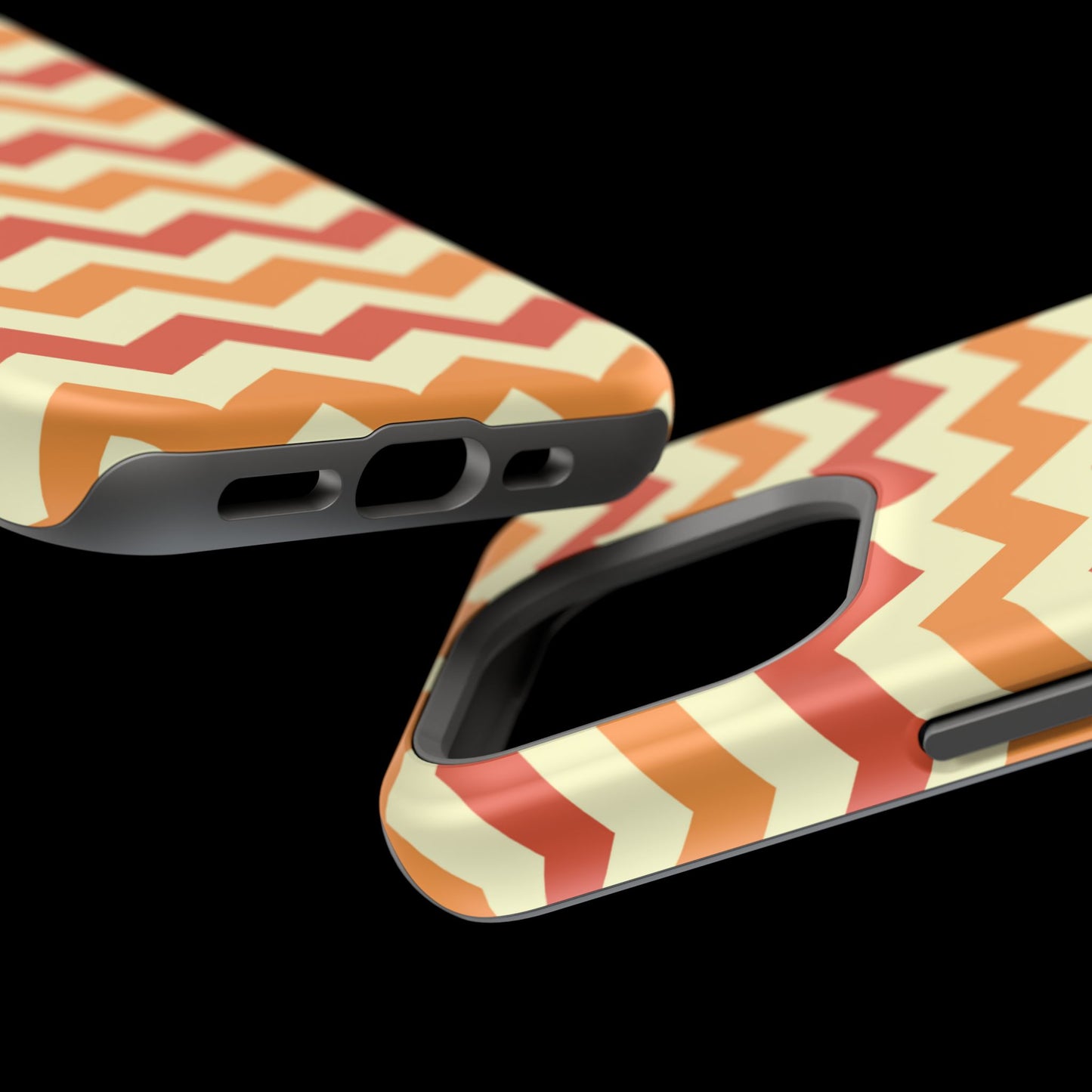 Warm Sunset Chevron – Orange, Red & Cream Geometric MagSafe iPhone Case