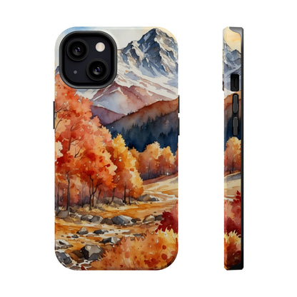 Watercolor Autumn Forest and Mountains - MagSafe iPhone Case