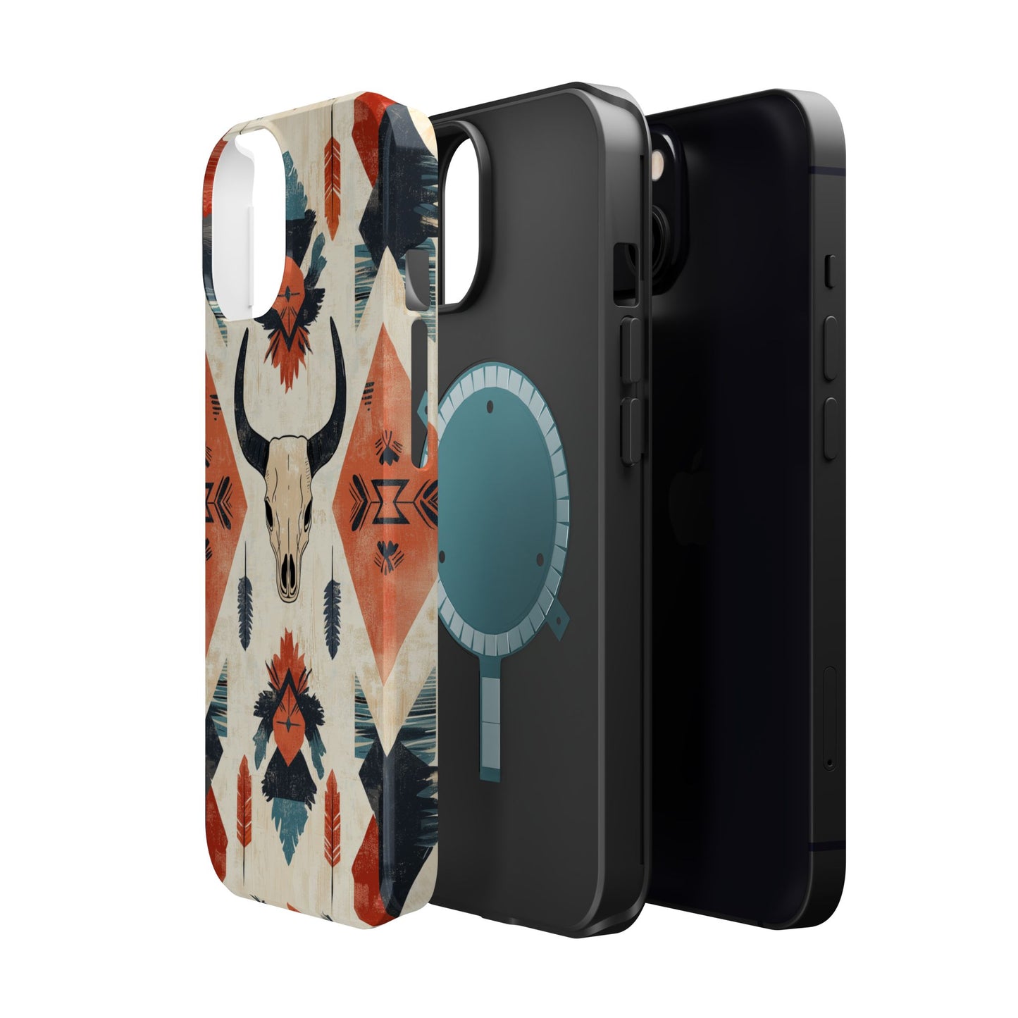 Southwestern Boho Skull Tough MagSafe iPhone Case – Durable Matte Finish, Dual-Layer Protection